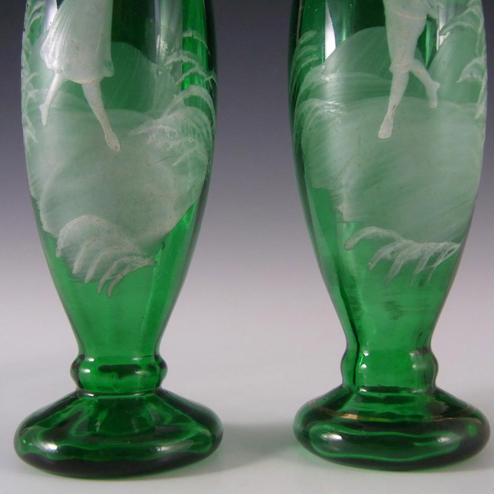 Mary Gregory Pair of Bohemian Hand Enamelled Glass Vases - Click Image to Close