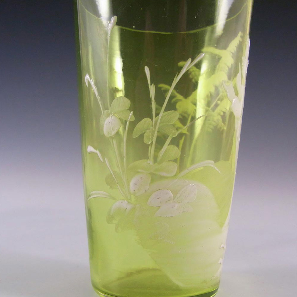 (image for) Mary Gregory Bohemian Hand Enamelled Green Glass Tumbler #3 - Click Image to Close