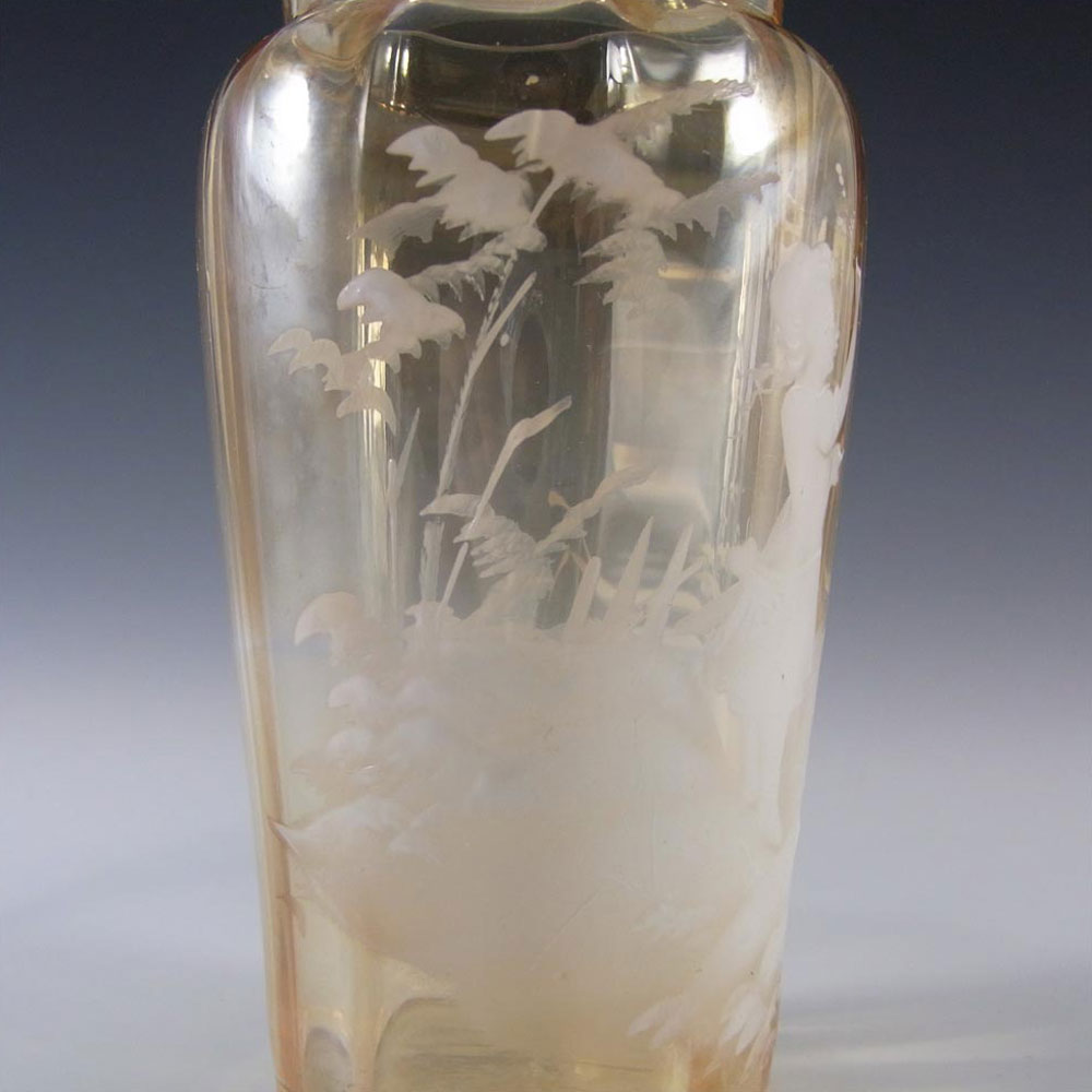 (image for) Mary Gregory Bohemian Hand Enamelled Amber Glass Vase - Click Image to Close