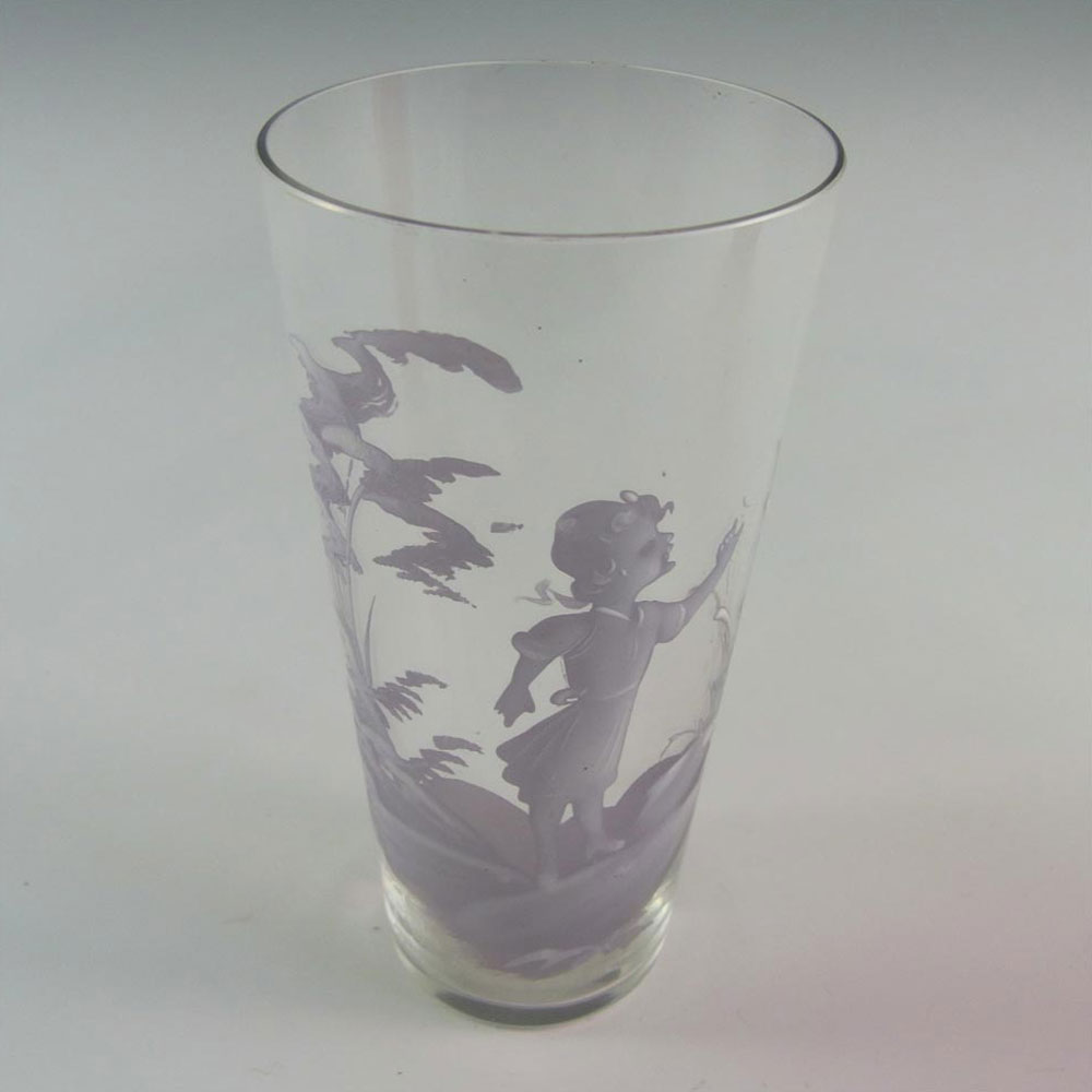 (image for) Mary Gregory Bohemian Hand Enamelled Clear Glass Tumbler - Click Image to Close
