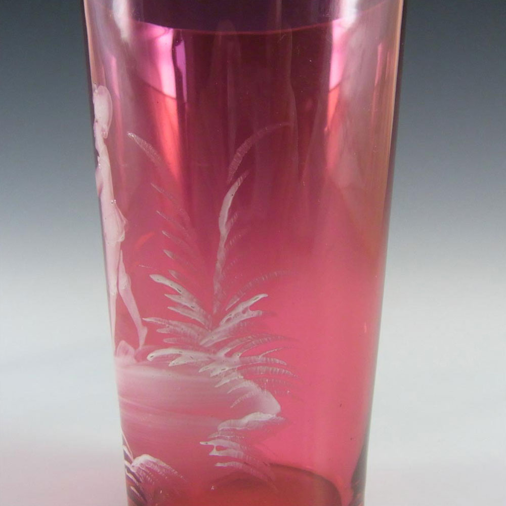 (image for) Mary Gregory Bohemian Hand Enamelled Cranberry Glass Tumbler - Click Image to Close