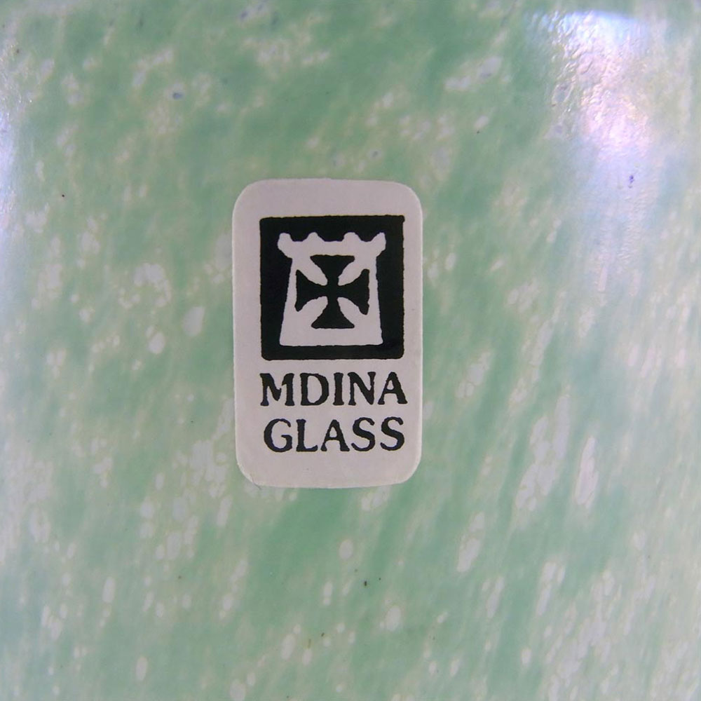 (image for) Mdina Grey + Green Maltese Glass Vase - Signed & Labelled - Click Image to Close