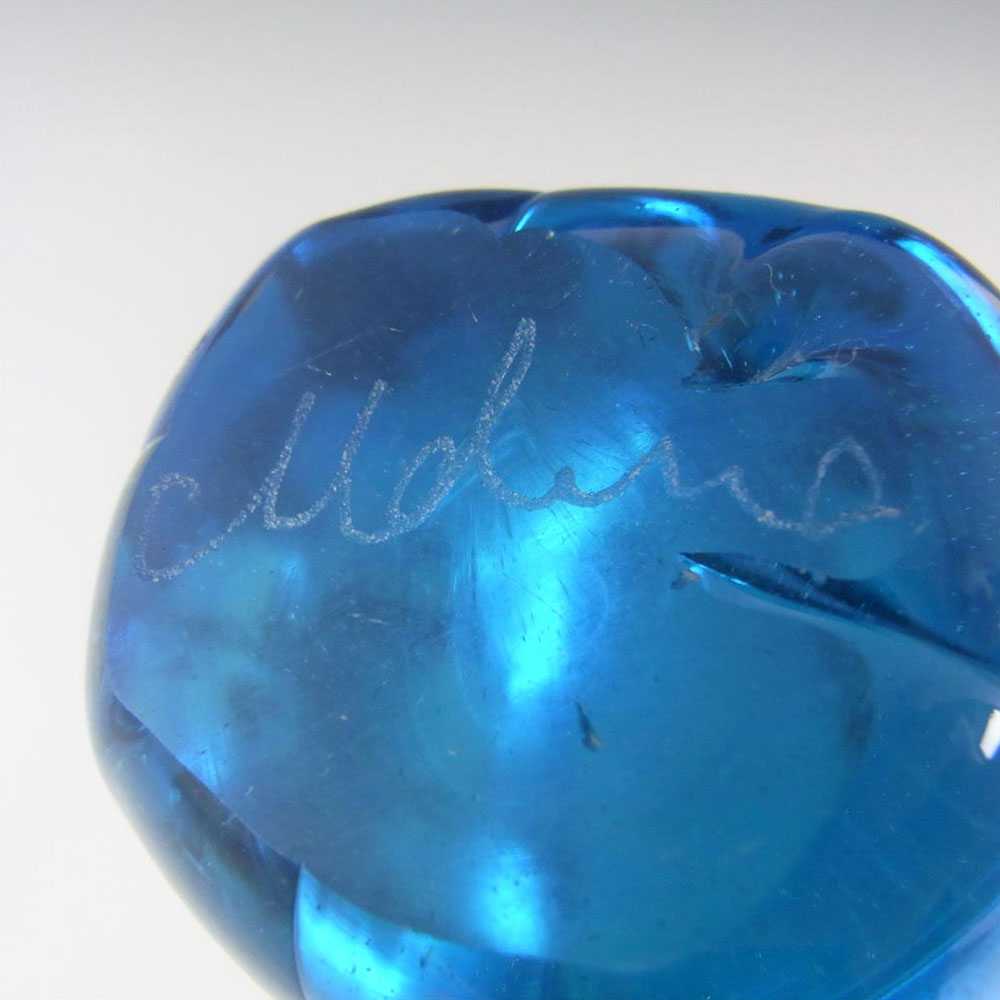 Mdina Maltese Blue Glass Elephant - Signed + Label - Click Image to Close