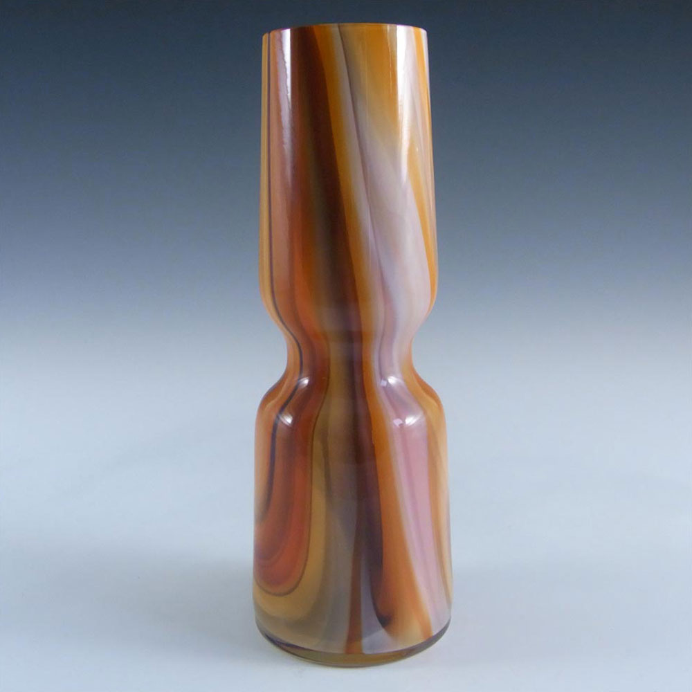 Carlo Moretti Marbled Brown & White Murano Glass Vase - Click Image to Close