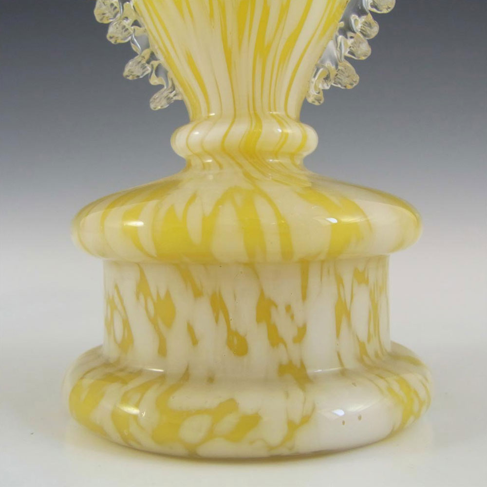 (image for) Welz Bohemian Lemon Yellow & White Spatter Glass Trophy Vase - Click Image to Close