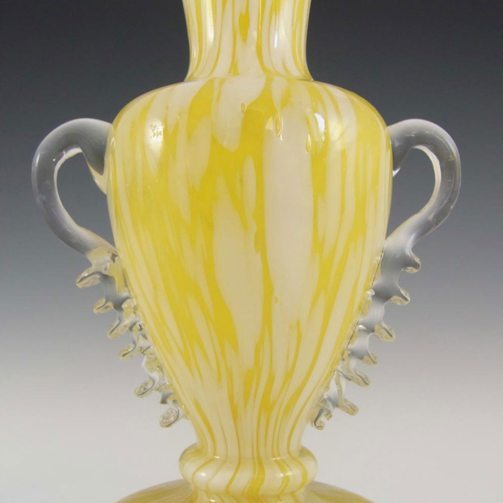 (image for) Welz Bohemian Lemon Yellow & White Spatter Glass Trophy Vase - Click Image to Close