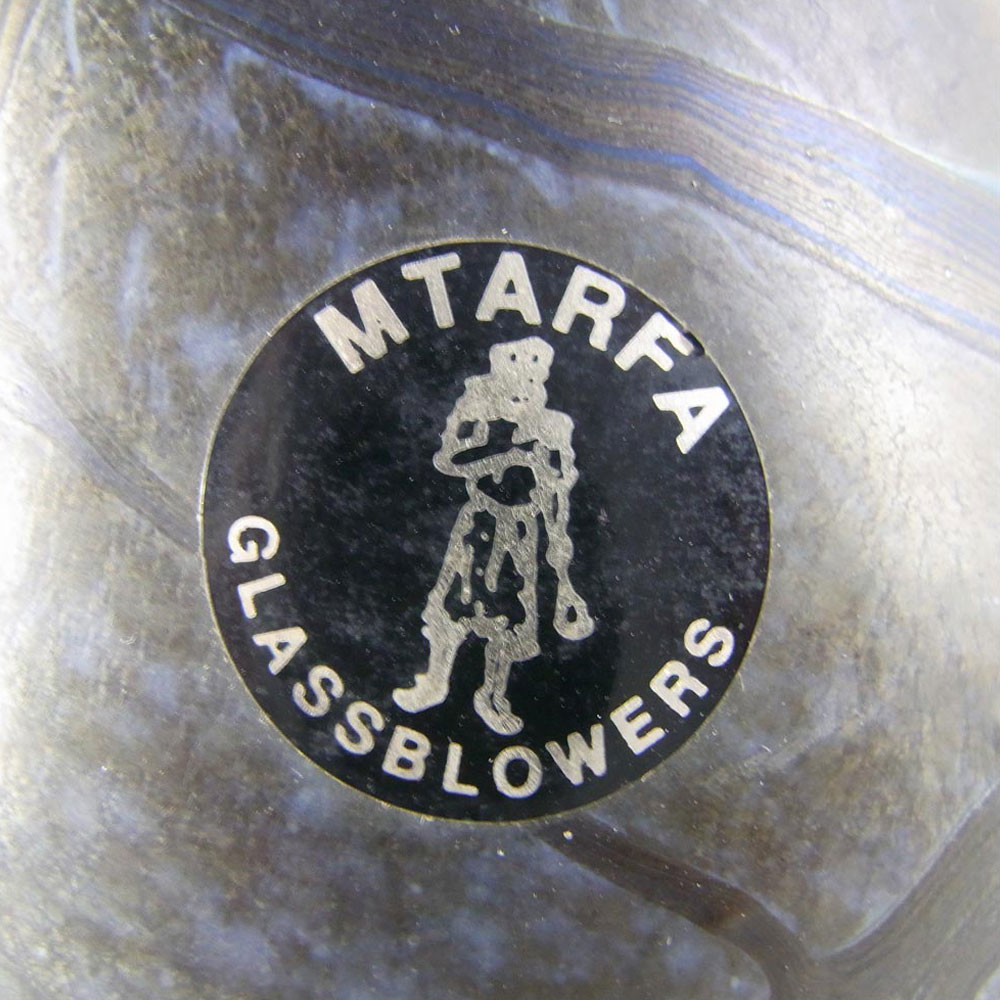 Mtarfa Maltese Blue & Grey Iridescent Glass Vase - Signed - Click Image to Close