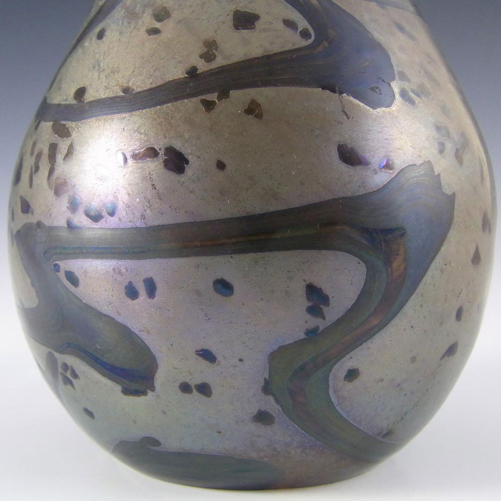 Mtarfa Maltese Iridescent Glass Vase - Signed + Label - Click Image to Close