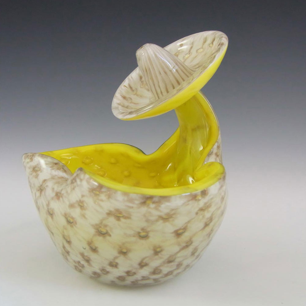 (image for) Barbini Murano Biomorphic Gold Leaf Lattimo Glass Bowl - Click Image to Close