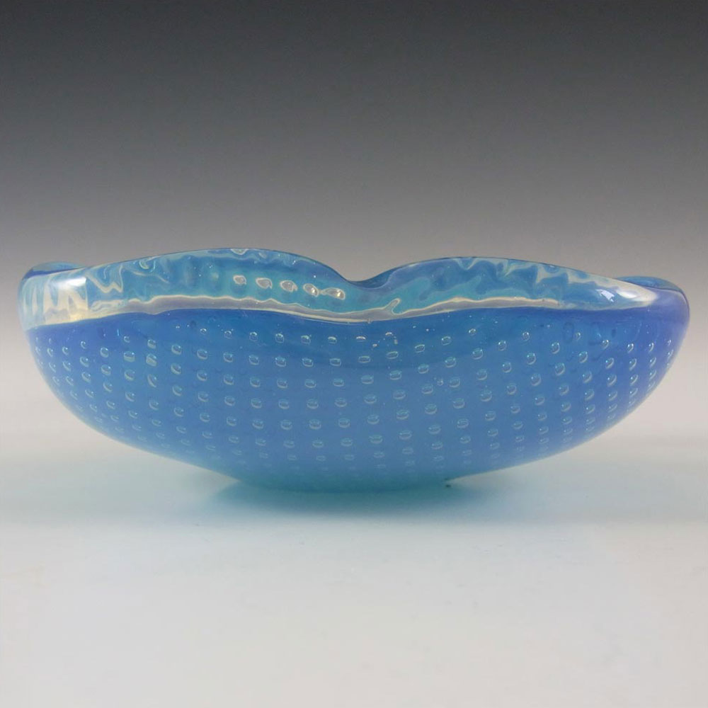 Ferro Italarts Murano Blue & Opalescent Glass Bullicante Bowl - Click Image to Close