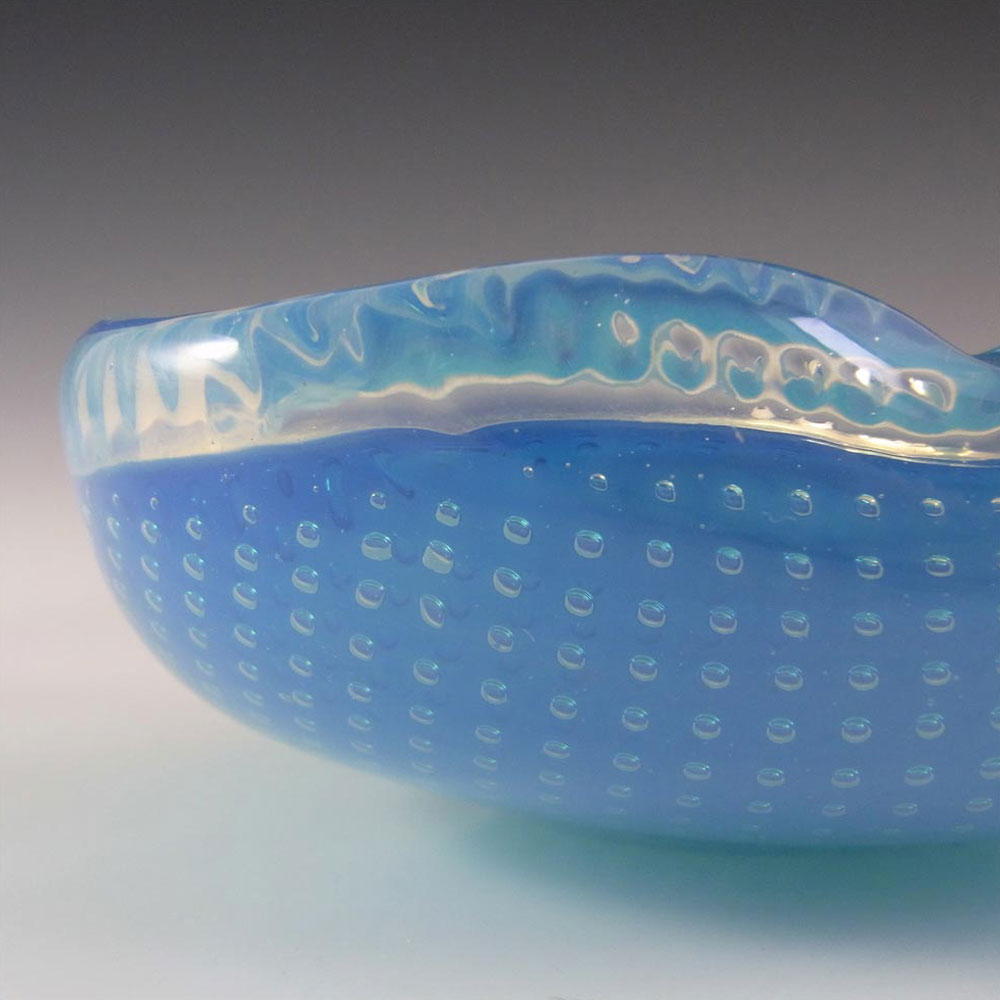 Ferro Italarts Murano Blue & Opalescent Glass Bullicante Bowl - Click Image to Close