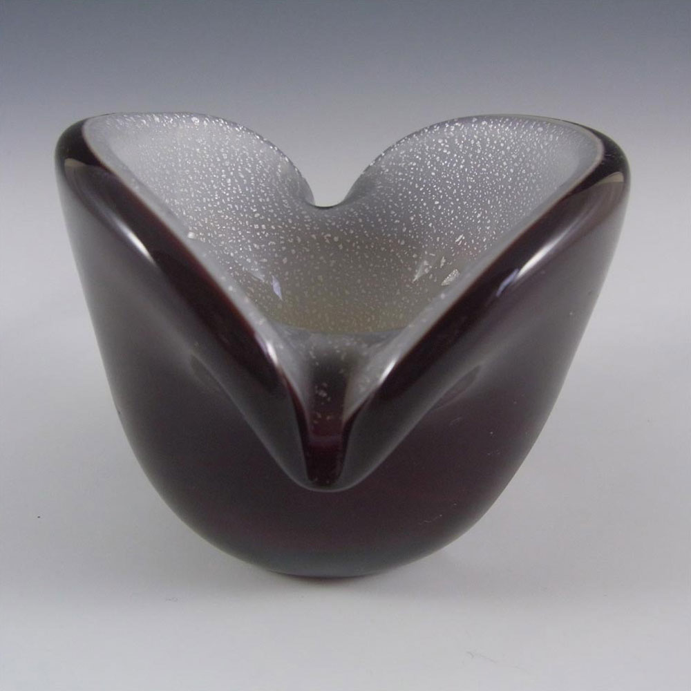 (image for) AVEM Murano Red & White Silver Leaf Glass Clam Vase - Click Image to Close