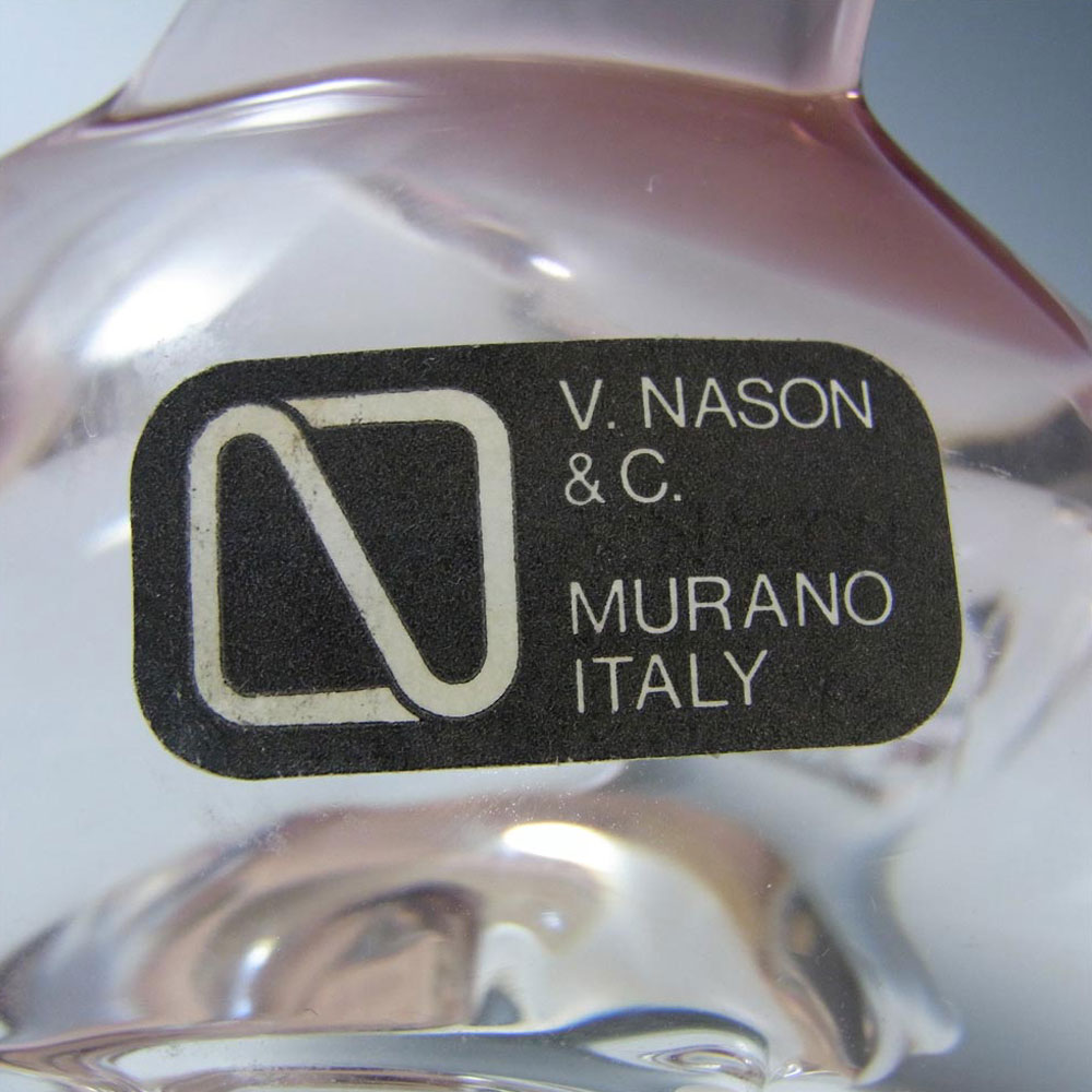 (image for) V. Nason & Co Murano Pink Glass Dolphin Sculpture - Label - Click Image to Close