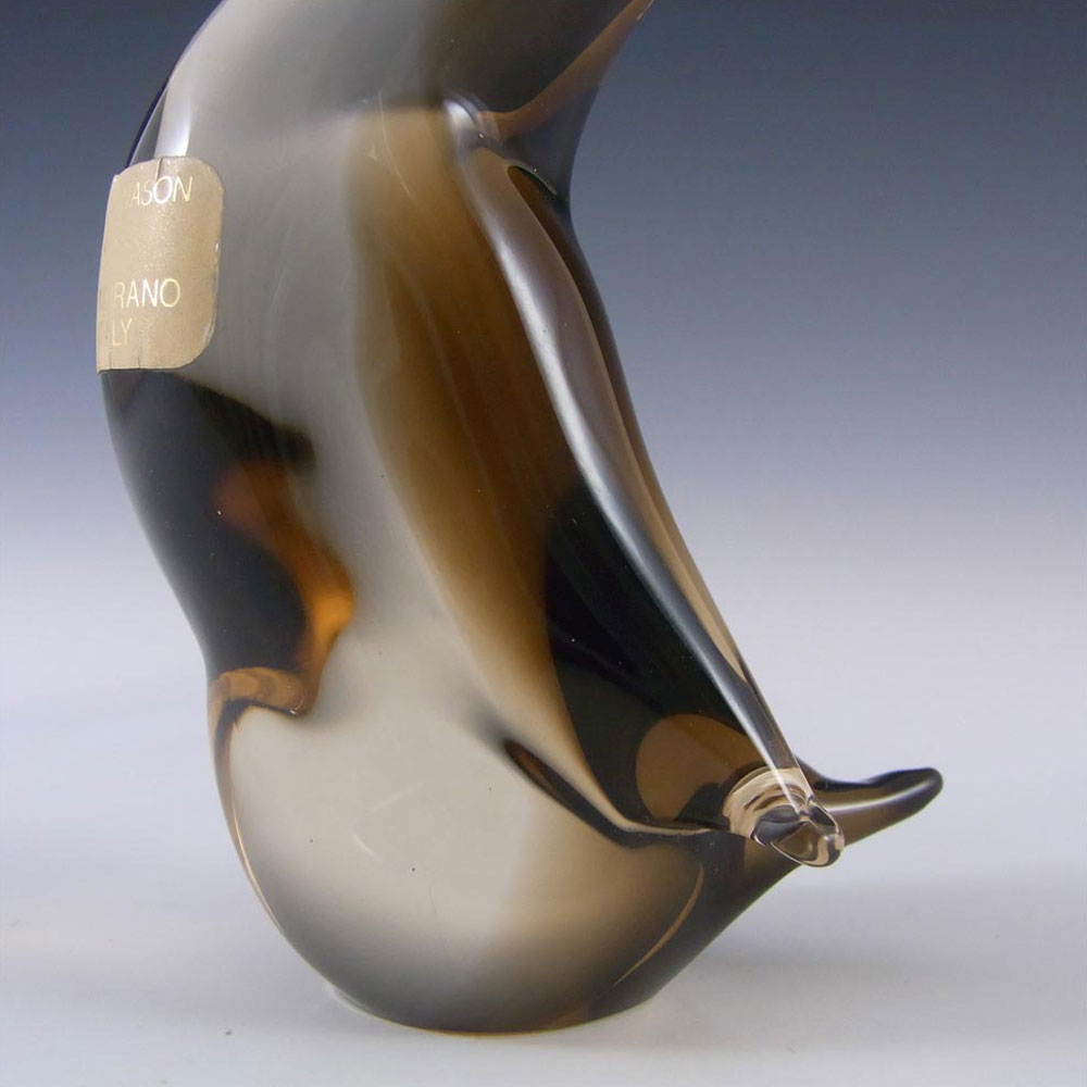 V. Nason & Co Murano Amber Glass Duck Sculpture - Label - Click Image to Close