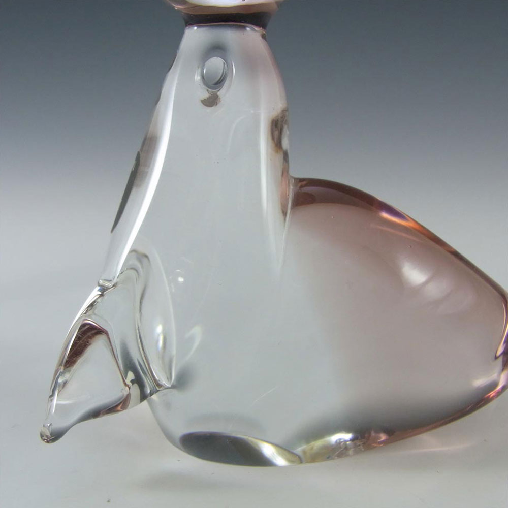 V. Nason & Co Murano Pink Glass Seal Sculpture - Label - Click Image to Close