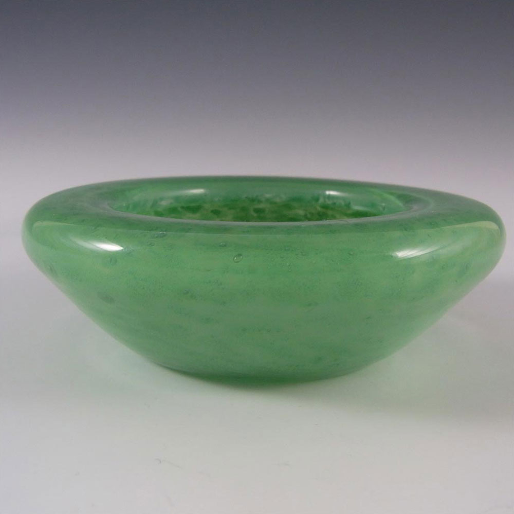 Stevens + Williams / Royal Brierley Clouded Green Glass Bowl - Click Image to Close