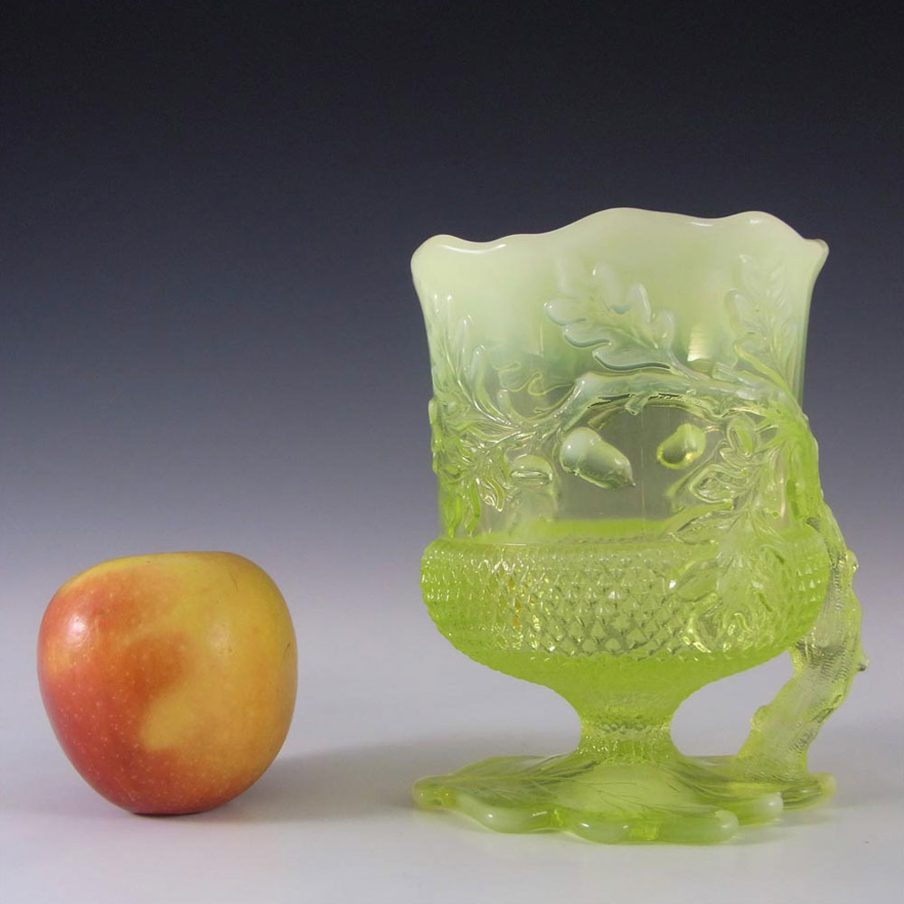 Mosser Glass Vaseline / Pearline Uranium Glass Vase - Click Image to Close