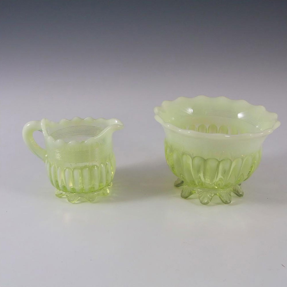 (image for) Davidson Primrose Pearline Glass 'Lady Caroline' Bowl + Creamer - Click Image to Close