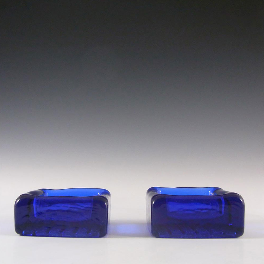 Reijmyre Pair Swedish Blue Glass Bowls - Labelled - Click Image to Close