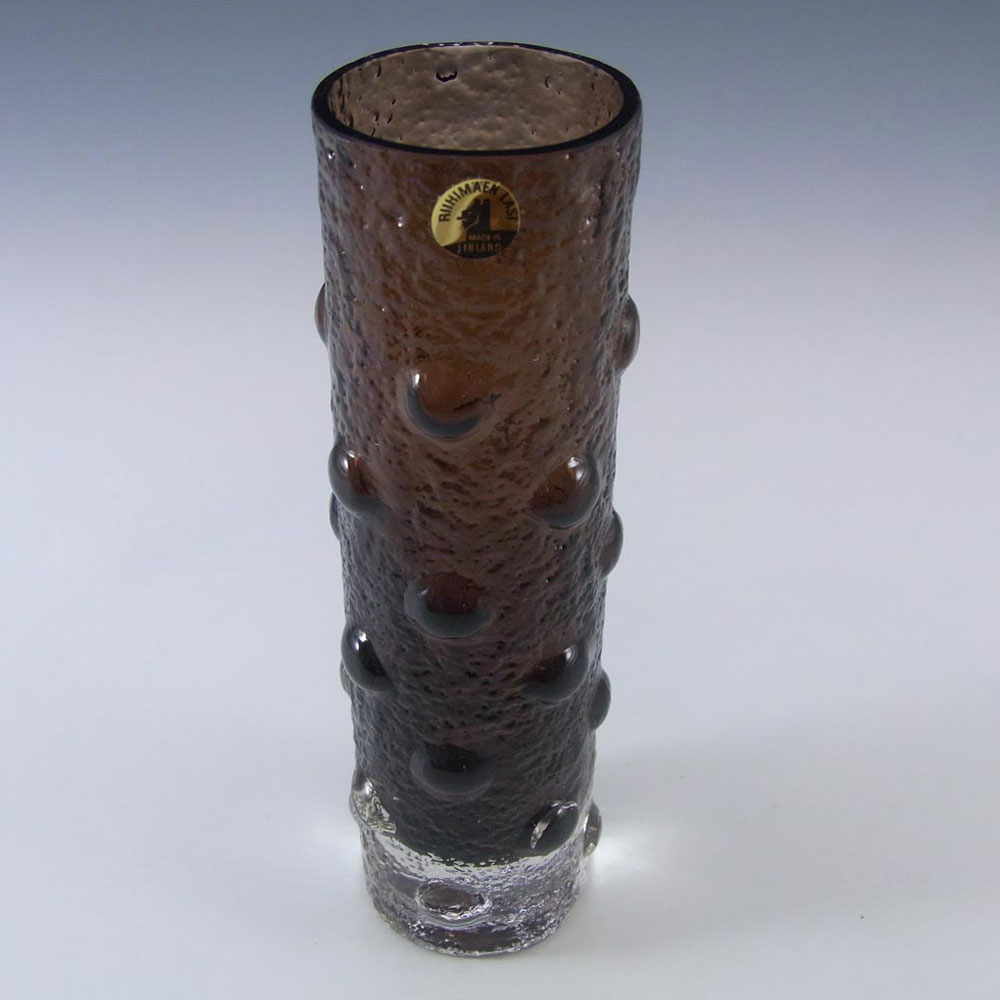 Riihimaki #1462 Riihimaen Tamara Aladin Brown Glass Vase - Click Image to Close
