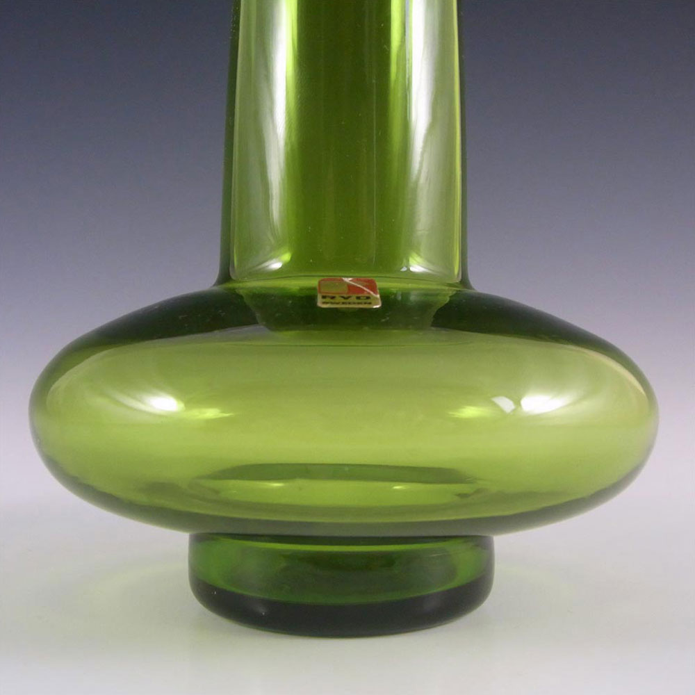 (image for) Ryd 1970s Scandinavian Retro Green Glass Vase - Label - Click Image to Close