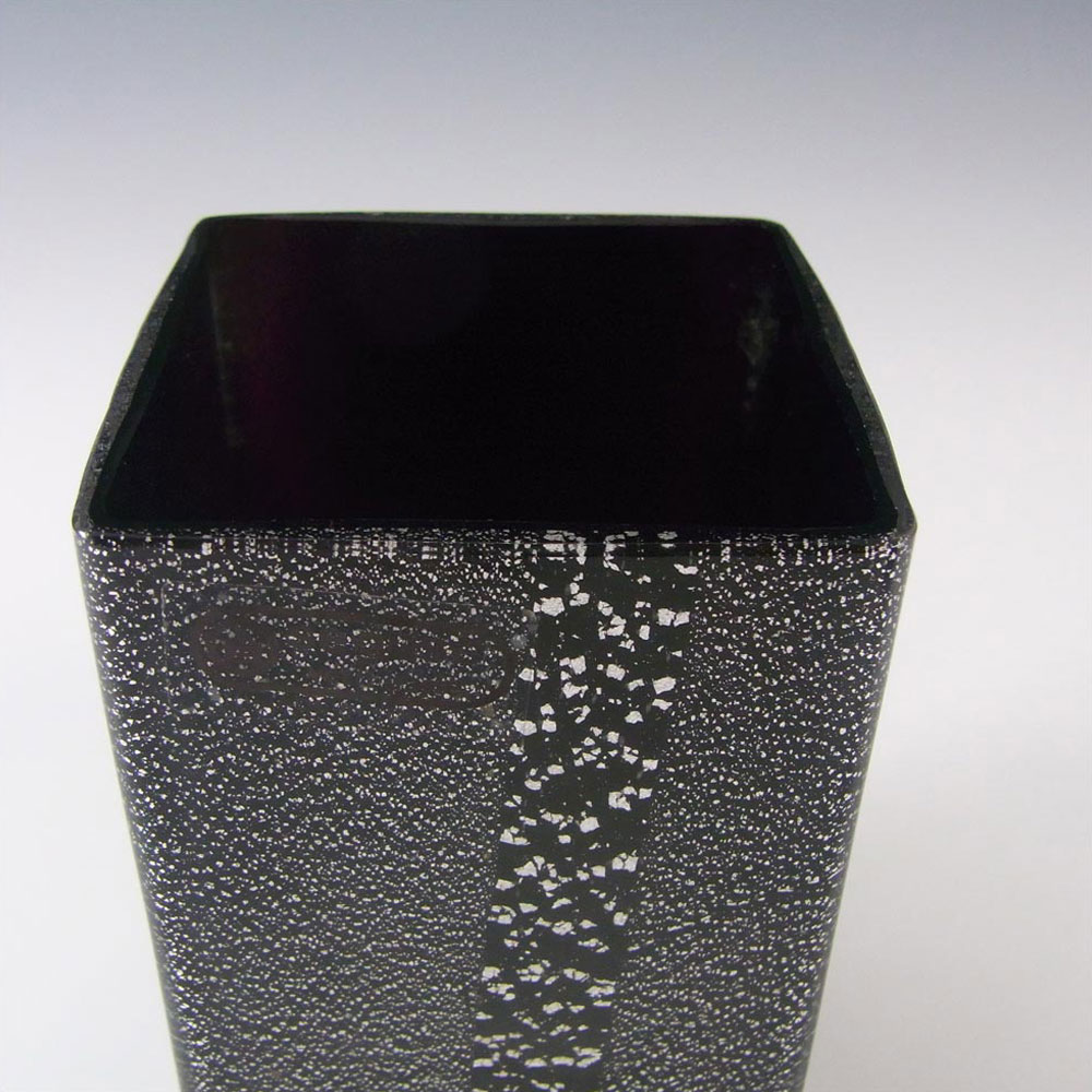 (image for) Seguso Vetri d'Arte Black Glass + Silver Leaf Vases - Label - Click Image to Close