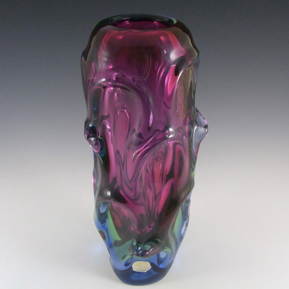 Skrdlovice #5988 Czech Purple & Blue Glass Vase by Jan Beránek - Click Image to Close