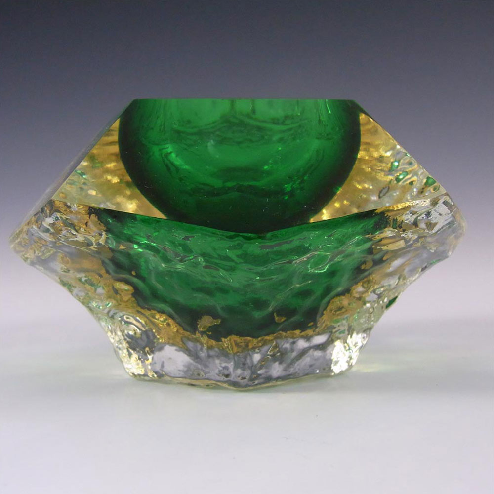 (image for) Mandruzzato Murano/Sommerso Textured Green Glass Bowl - Click Image to Close