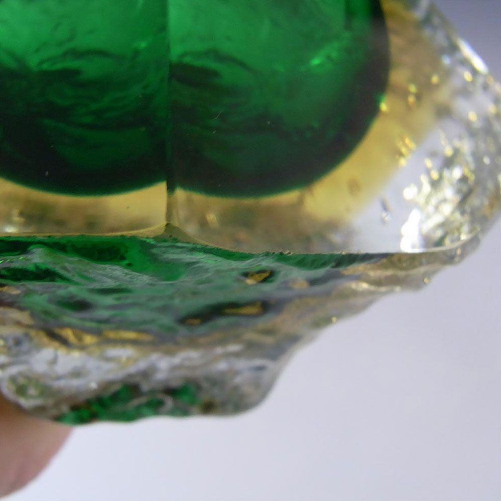 (image for) Mandruzzato Murano/Sommerso Textured Green Glass Bowl - Click Image to Close