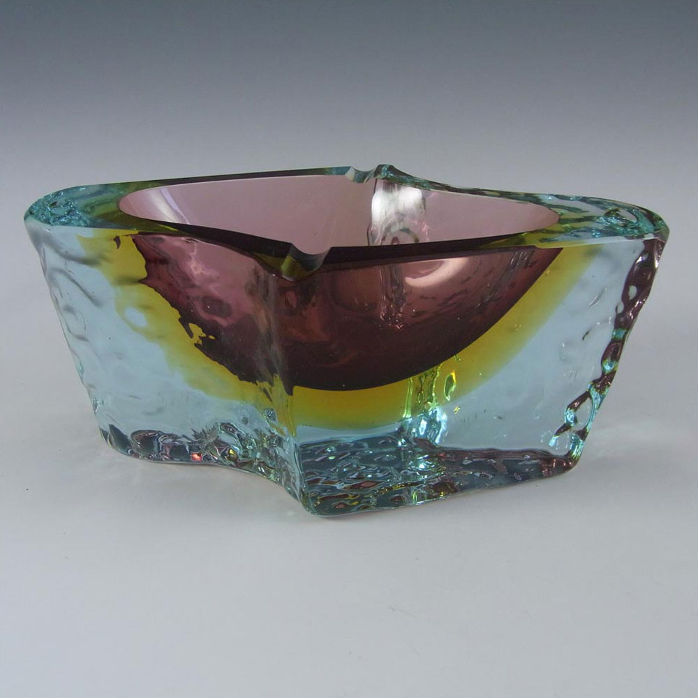 (image for) Mandruzzato Murano/Sommerso Textured Pink Glass Bowl - Click Image to Close
