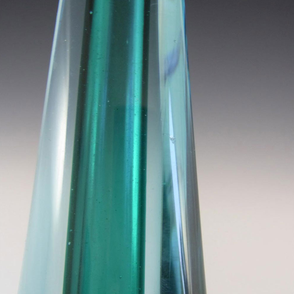 Galliano Ferro Murano Sommerso Turquoise & Blue Glass Stem Vase - Click Image to Close