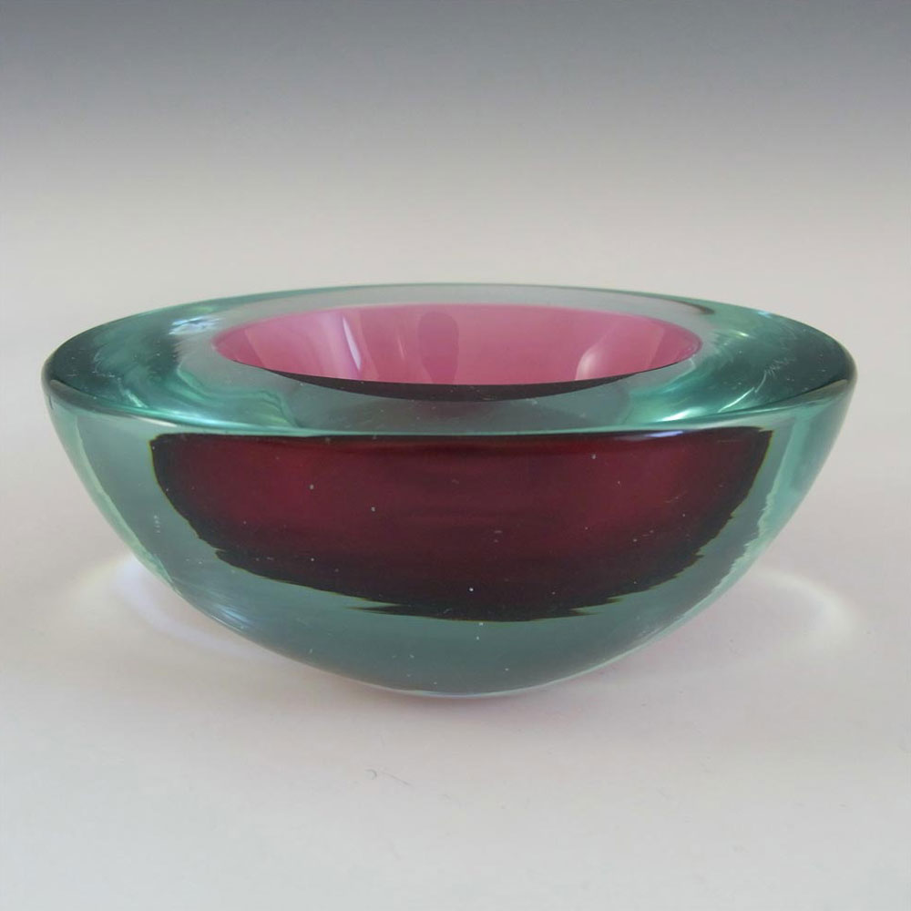 (image for) Murano Geode Pink & Turquoise Sommerso Glass Oval Bowl - Click Image to Close