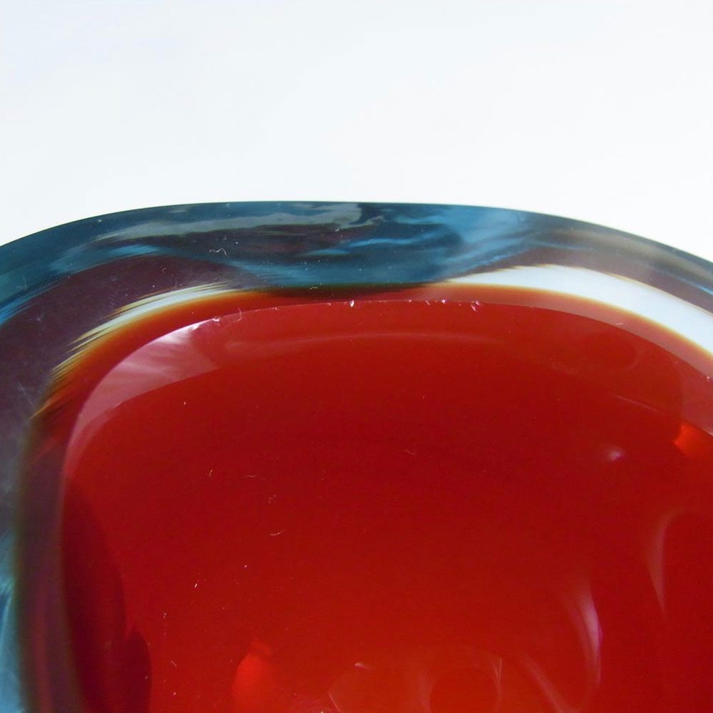 (image for) Murano Geode Red & Turquoise Sommerso Glass Square Bowl - Click Image to Close