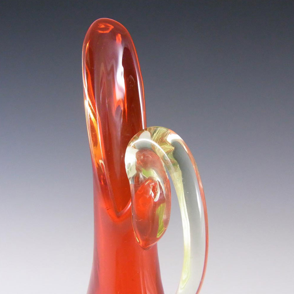 Murano/Venetian Red & Uranium Green Sommerso Glass Jug/Vase - Click Image to Close