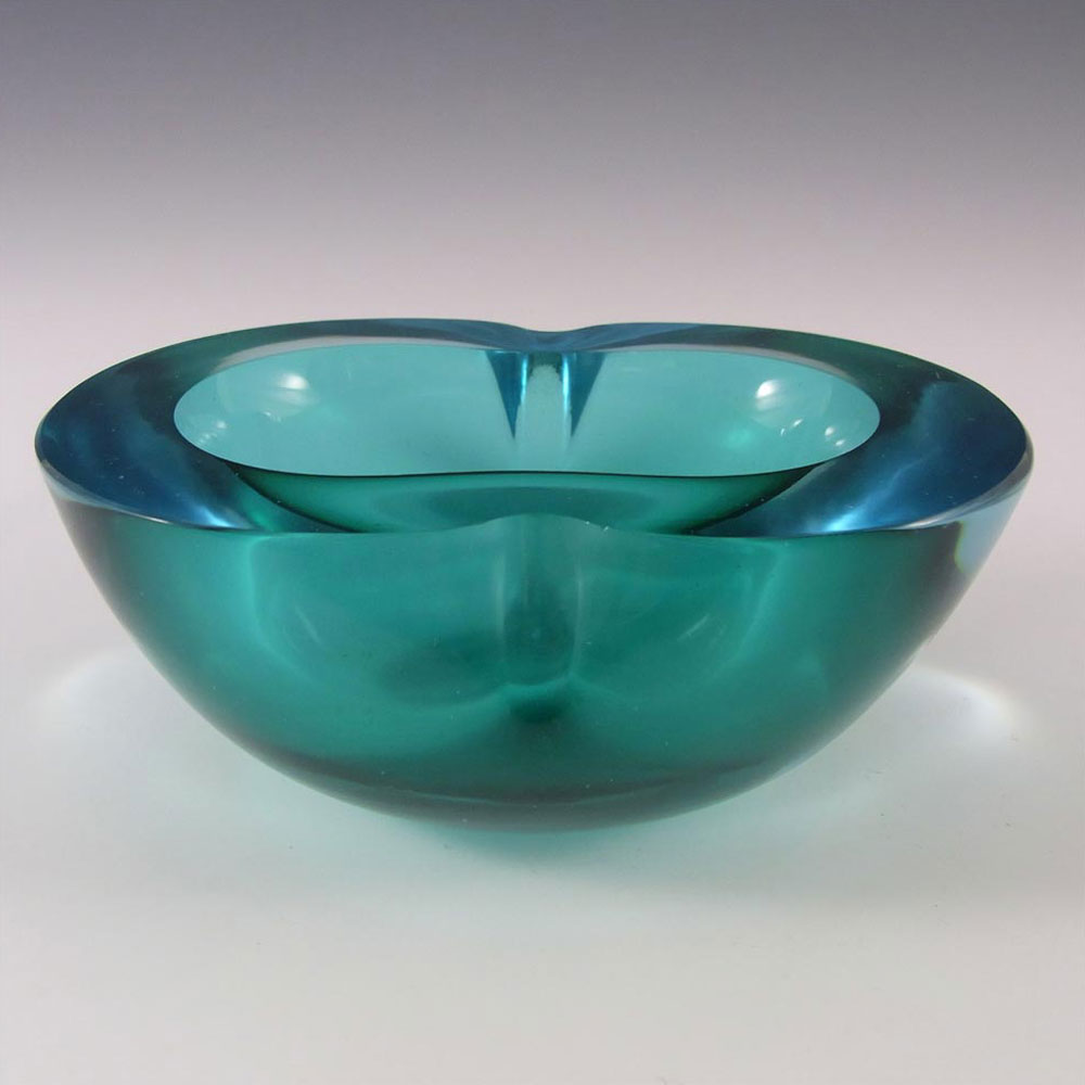 Murano Geode Turquoise & Blue Sommerso Glass Figure Eight Bowl - Click Image to Close