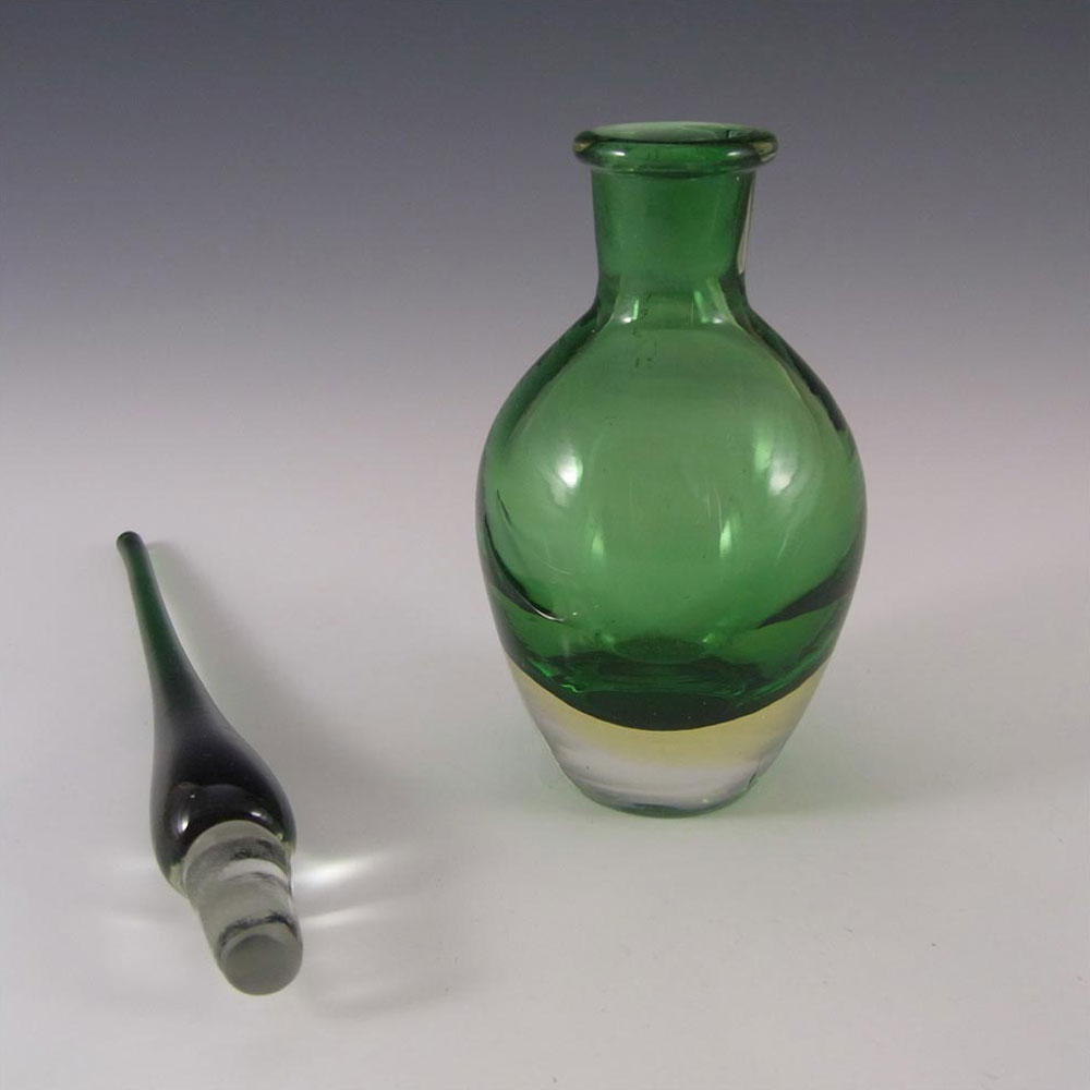 Murano Green + Yellow Sommerso Glass Decorative Bottle - Click Image to Close