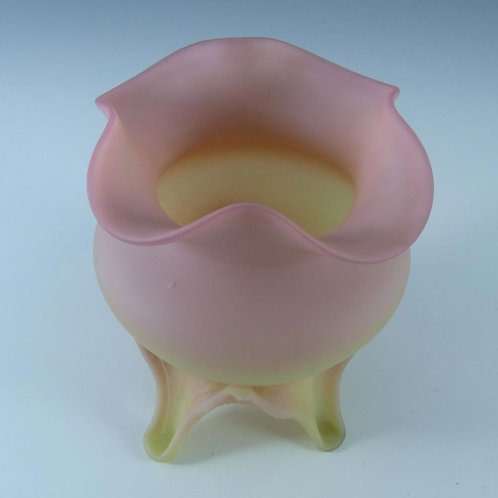 (image for) Mount Washington Victorian Burmese Pink & Yellow Glass Vase - Click Image to Close