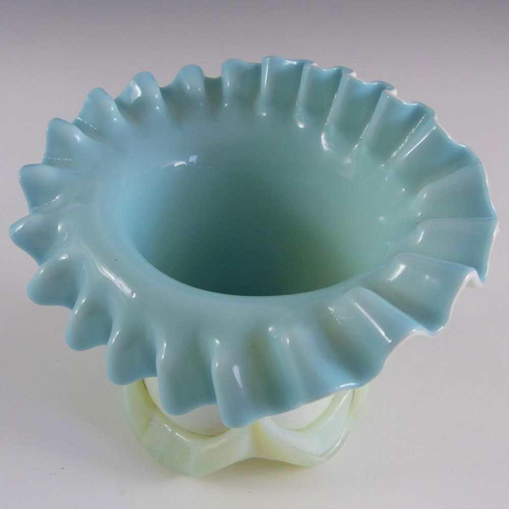 (image for) Victorian Uranium Custard Glass Blue & Ivory Cased Vase - Click Image to Close
