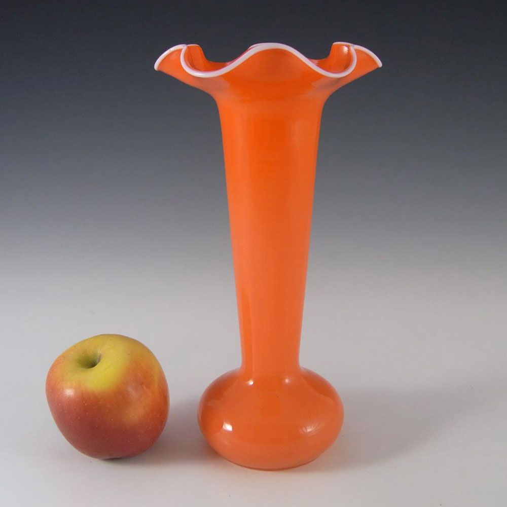 (image for) Welz Czech Art Deco Orange & White Tango Glass Vase - Click Image to Close