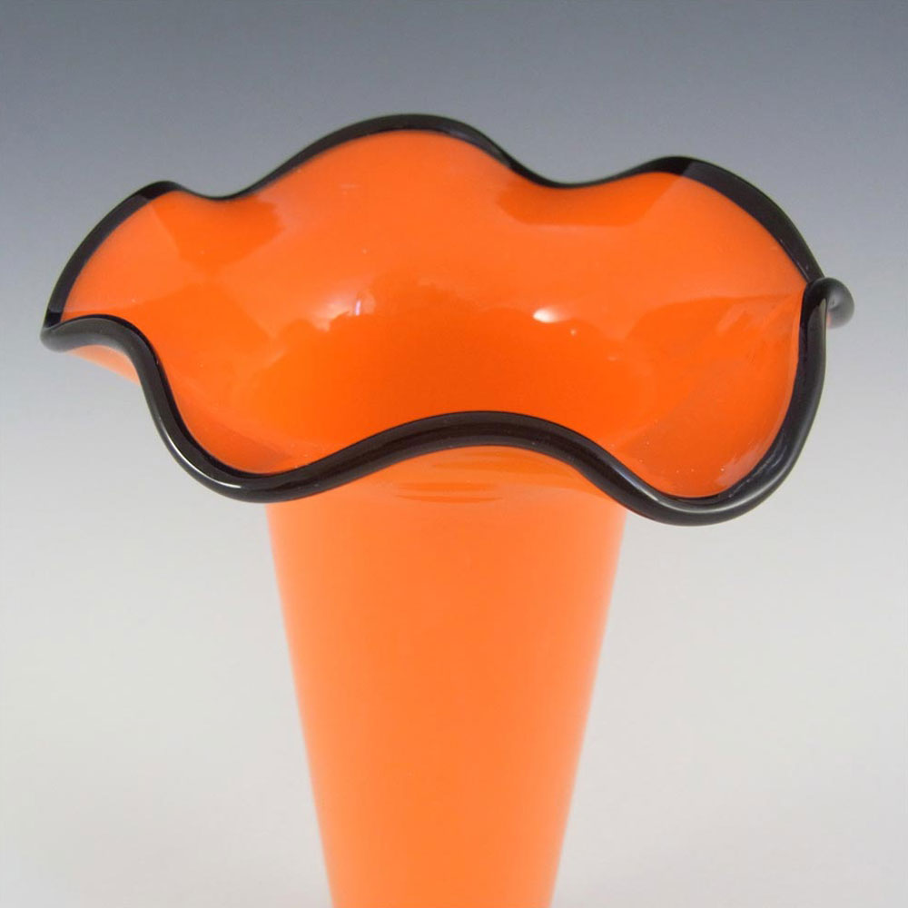 Czech/Bohemian 1930's Orange & Black Tango Glass Vase #2 - Click Image to Close