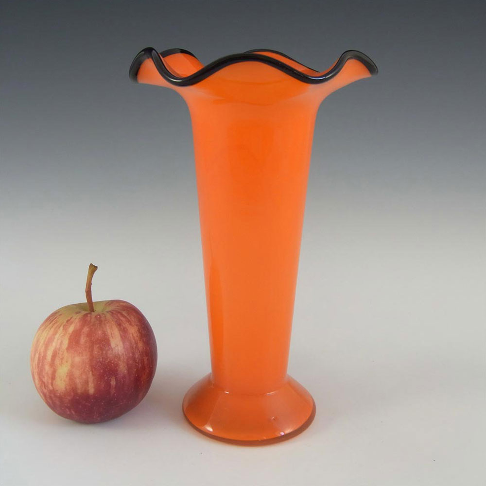 (image for) Czech/Bohemian 1930's Orange & Black Tango Glass Vase #2 - Click Image to Close