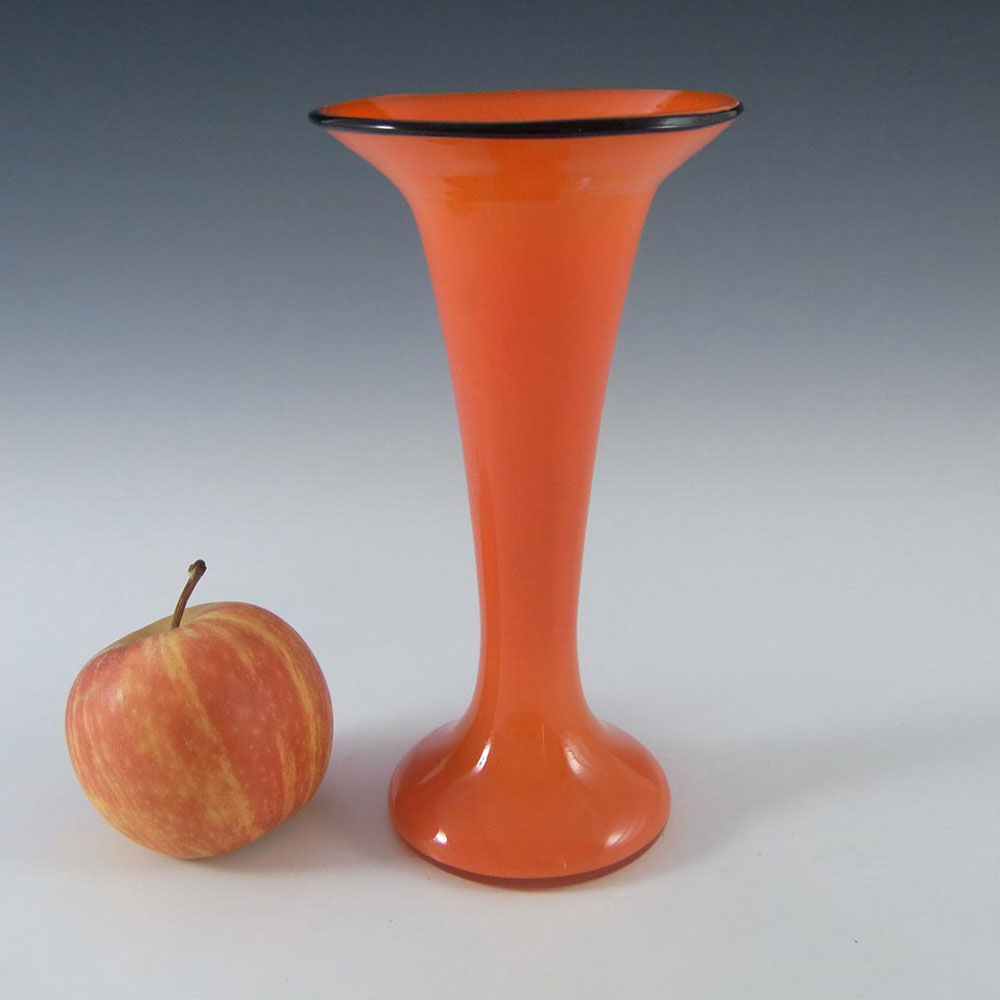 Czech/Bohemian 1930's Orange & Black Tango Glass Vase #3 - Click Image to Close