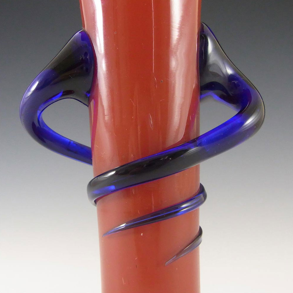 Czech/Bohemian 1930's Red & Blue Tango Glass Vase - Click Image to Close