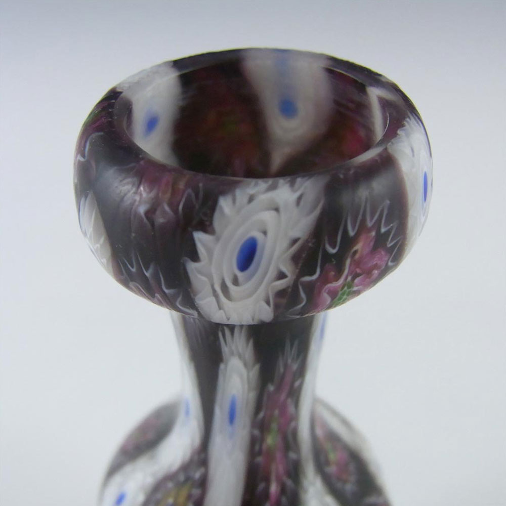 Fratelli Toso Millefiori Canes Purple Murano Glass Vase - Click Image to Close