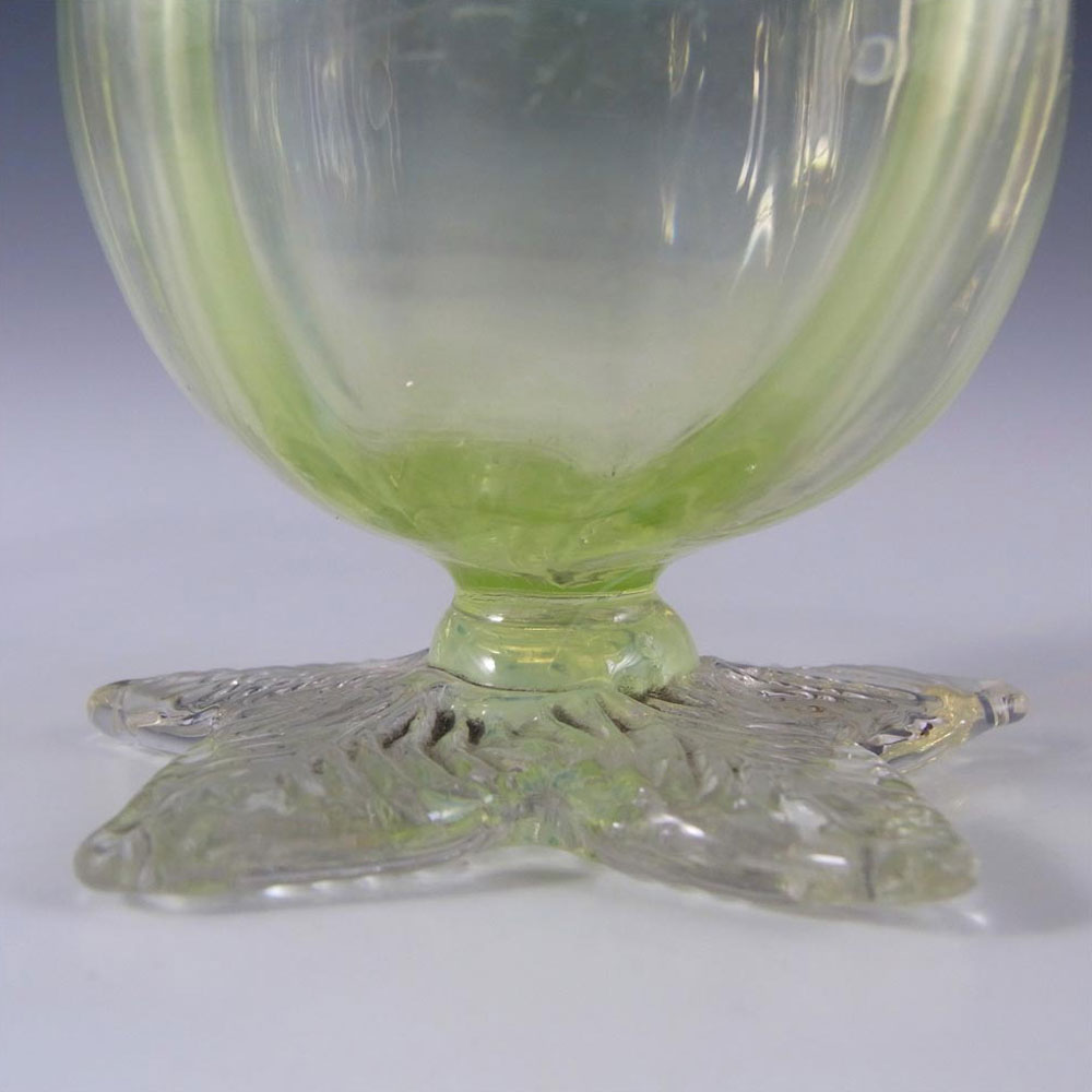 Victorian Vaseline Uranium Opalescent Glass Posy Vase - Click Image to Close