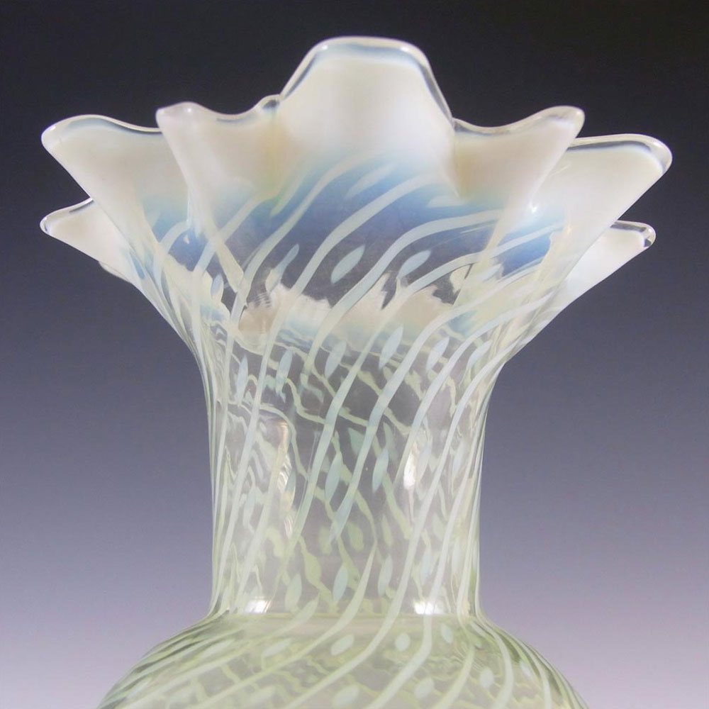 Victorian 1890's Vaseline/Uranium Opalescent Glass Vase - Click Image to Close
