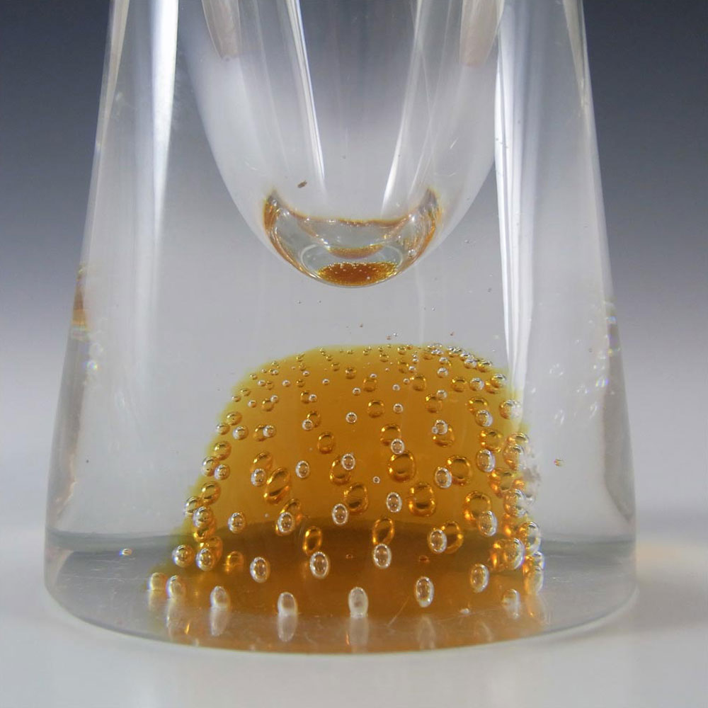 (image for) Thomas Webb 1960' Amber Glass 'Flair' Bubble Vase - Click Image to Close