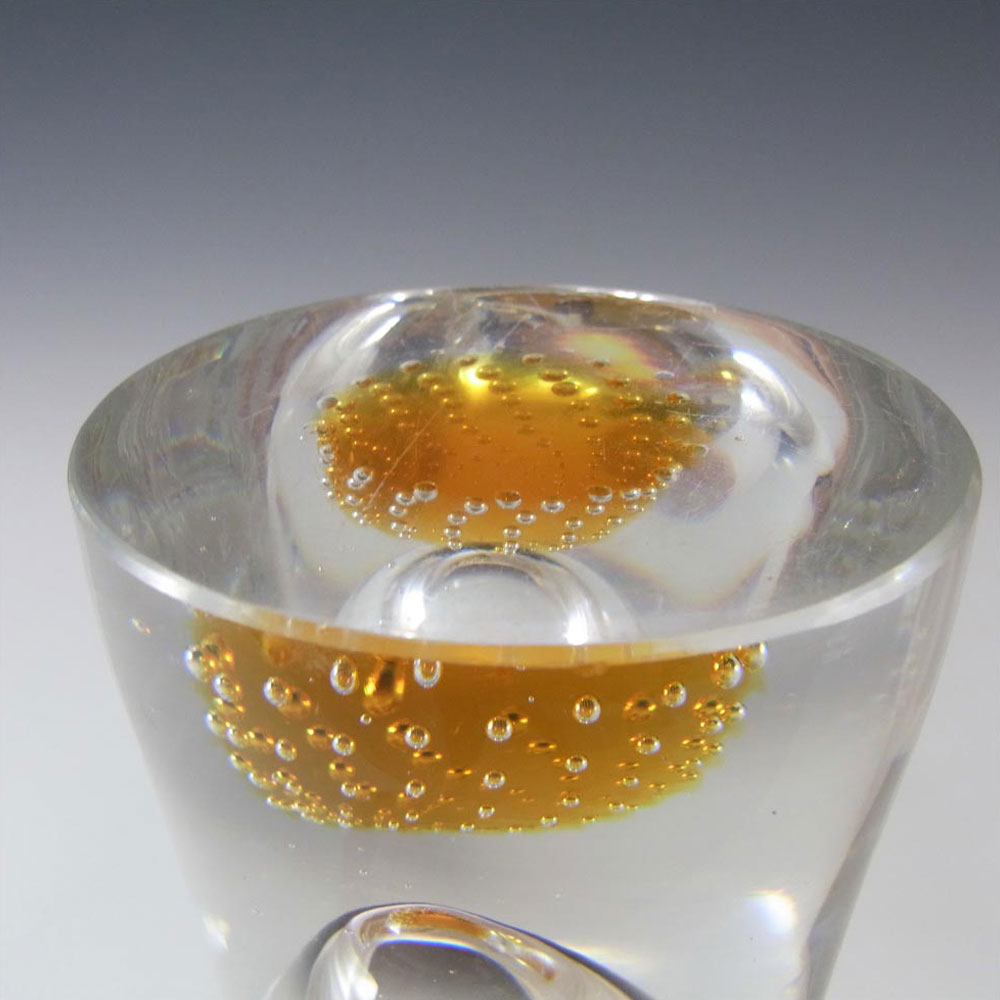(image for) Thomas Webb 1960' Amber Glass 'Flair' Bubble Vase - Click Image to Close
