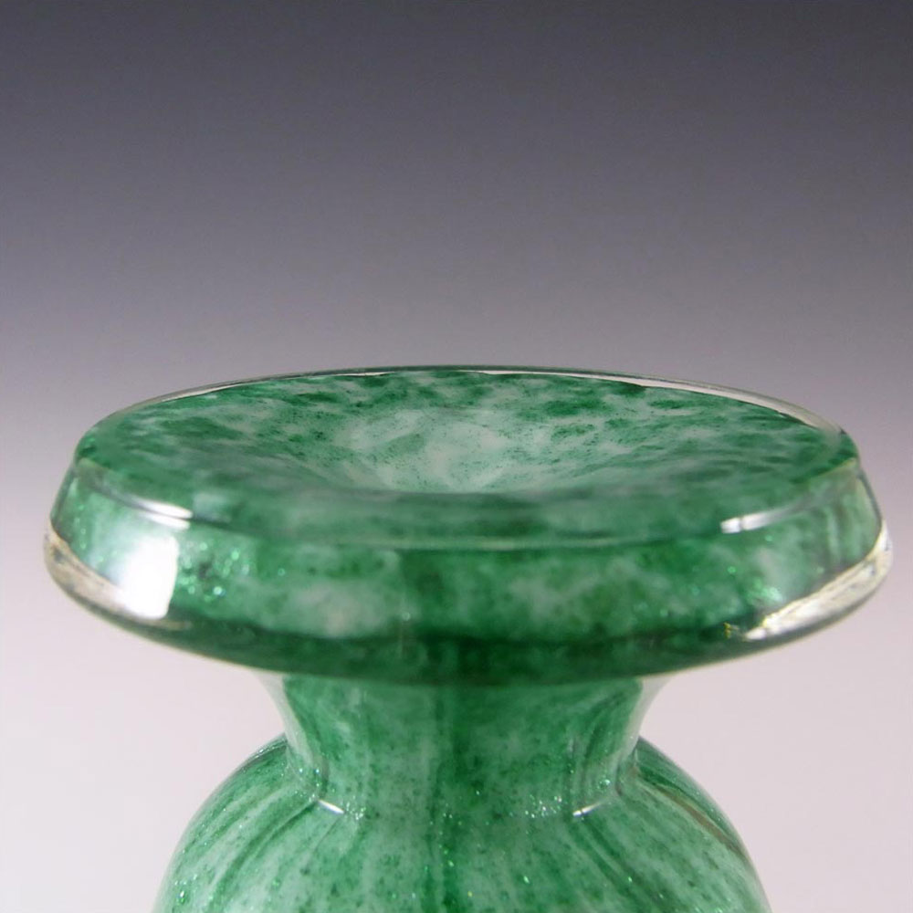 (image for) Welz Czech Green Aventurine Glass 'Vertical Stripes' Vase - Click Image to Close