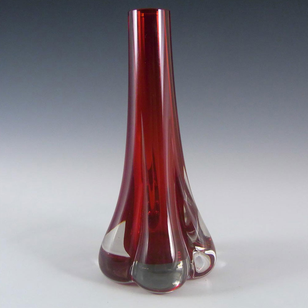 (image for) Whitefriars #9728 Baxter Ruby Red Glass Elephant Foot Vase - Click Image to Close